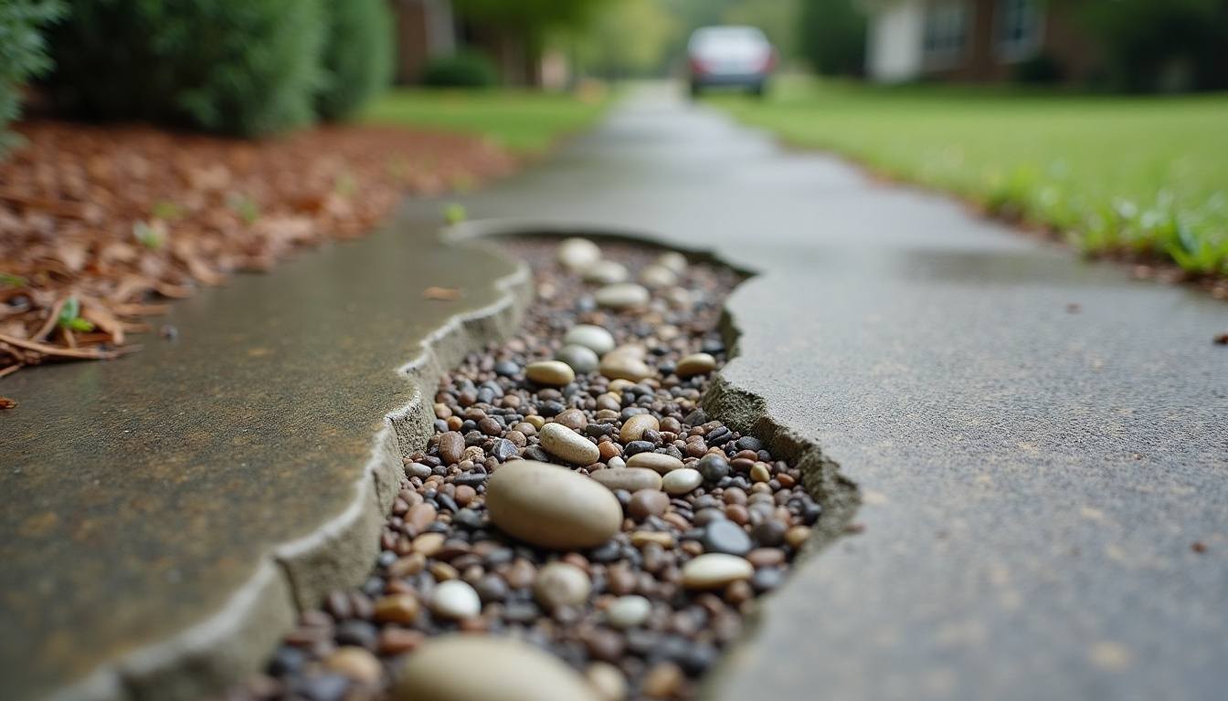 Exposed aggregate concrete finish up close